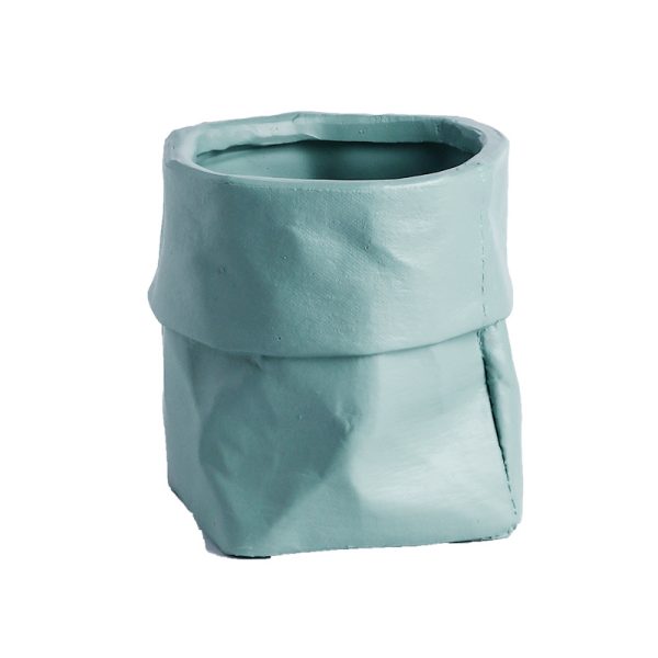 Ceramic Kraft Paper Bag Flower Pot Green Plant Potted Plant - Image 5
