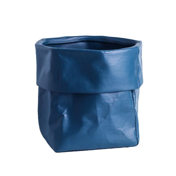 Ceramic Kraft Paper Bag Flower Pot Green Plant Potted Plant - Image 2