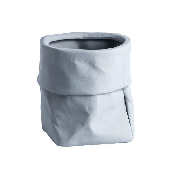 Ceramic Kraft Paper Bag Flower Pot Green Plant Potted Plant - Image 3