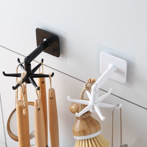 Multifunctional Hook Kitchen Tableware Rotating Hook Black And White Load And Practical Home Use - Image 5