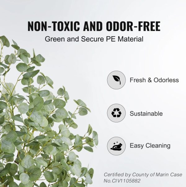 Artificial Eucalyptus Tree, 6 FT Tall Faux Plant, Secure PE Material & Anti-Tip Tilt Protection Low-Maintenance Plant, Lifelike Green Fake Potted Tree For Home Office Decor Indoor Outdoor - Image 5
