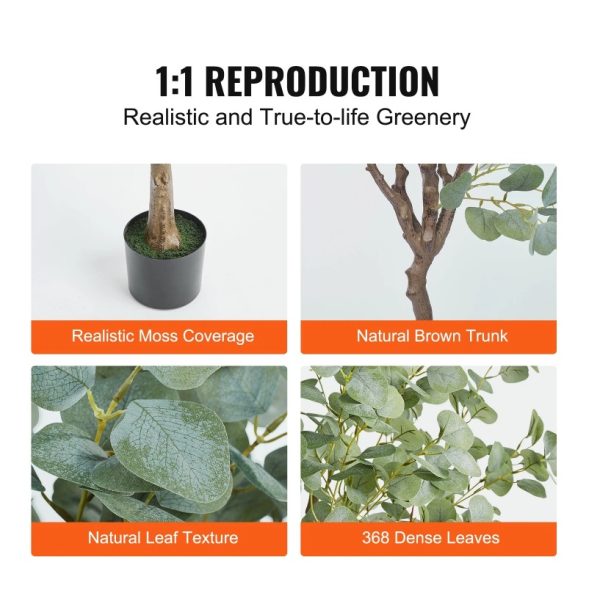 Artificial Eucalyptus Tree, 6 FT Tall Faux Plant, Secure PE Material & Anti-Tip Tilt Protection Low-Maintenance Plant, Lifelike Green Fake Potted Tree For Home Office Decor Indoor Outdoor - Image 2