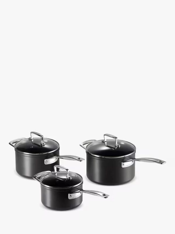Toughened Non-Stick Saucepan & Lid Set, 3 Piece