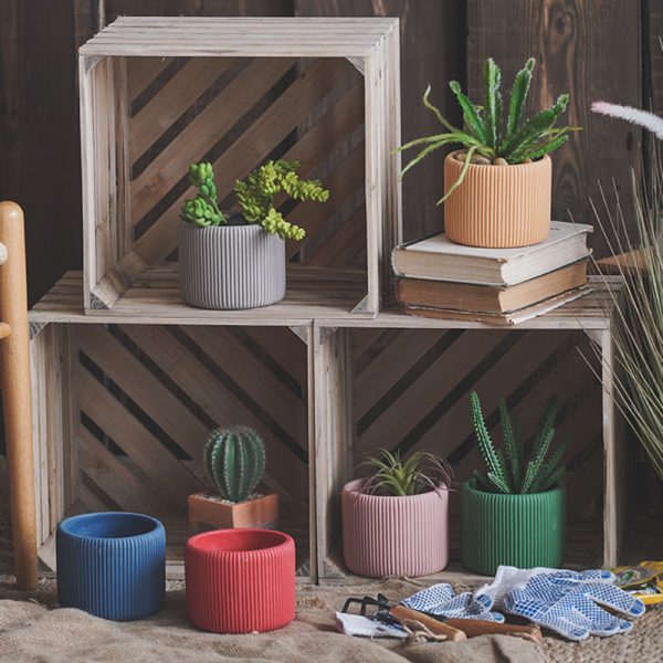 Creative Morandi Color Succulent Cylindrical Flower Pot Simple Style Plant Potted Plant - Image 5